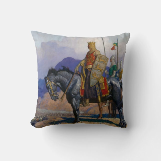 King Edward Views The Battle c. 1921 by N.C. Wyeth Throw Pillow (Front)