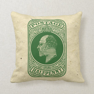 King Edward VII Prepaid Envelope Postage Stamp Throw Pillow