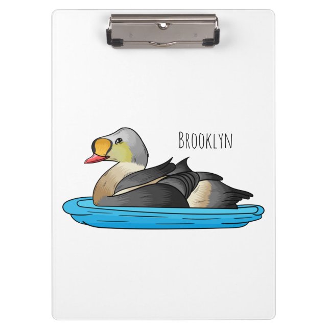 King eider bird cartoon illustration  clipboard (Front)
