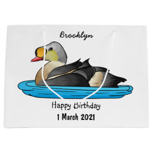 King eider bird cartoon illustration large gift bag