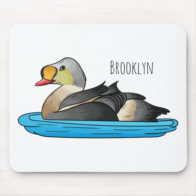 King eider bird cartoon illustration  mouse pad (Front)