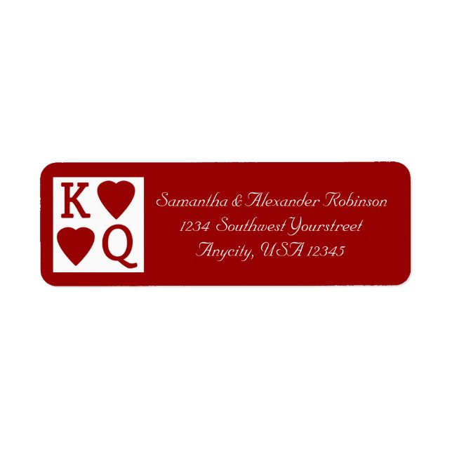 King et Queen Play Card Vegas Étiquette de adresse (Devant)