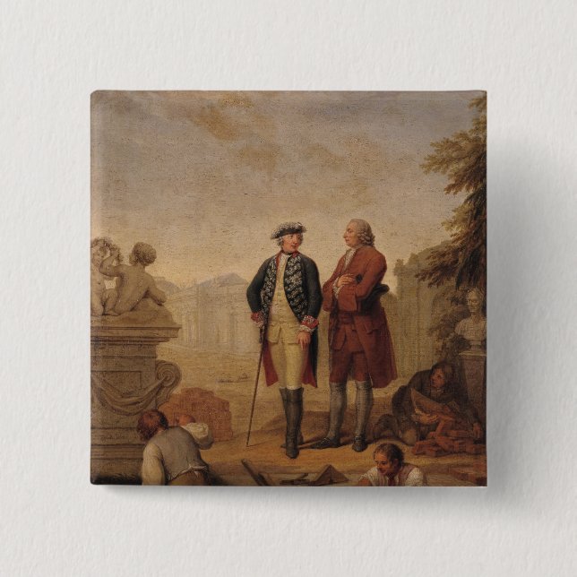King Frederick II of Prussia 2 Inch Square Button (Front)