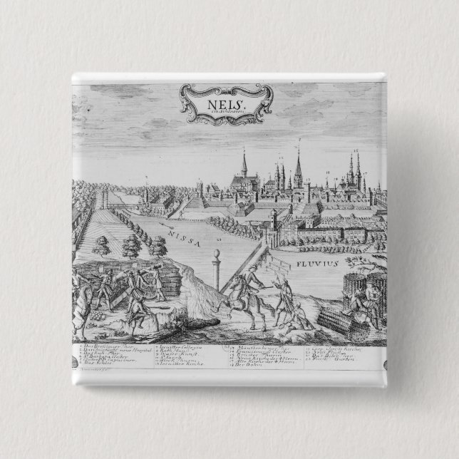 King Frederick II of Prussia 2 Inch Square Button (Front)