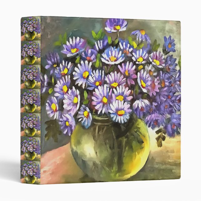 King George Asters In A Metallic Vase Binder (Front/Spine)