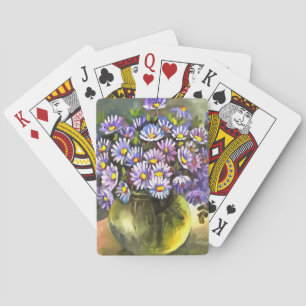 King George Asters In A Metallic Vase Playing Cards