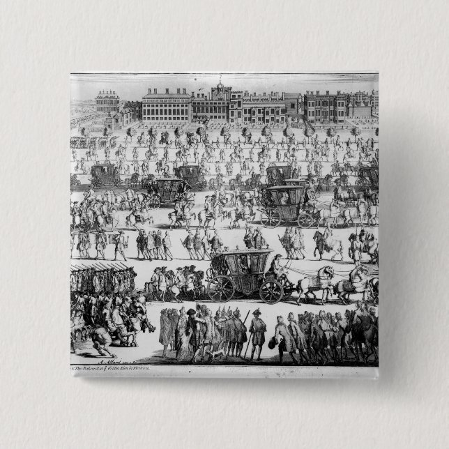 King George I procession to St. James's Palace 2 Inch Square Button (Front)