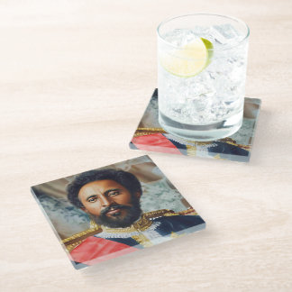 King Haile Selassie Oil Painting Glass Coaster