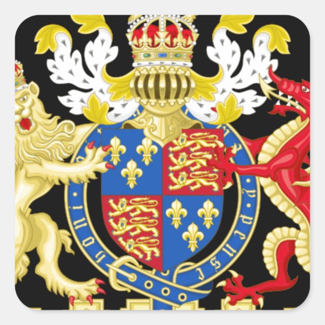KING HENRY THE EIGHTH COAT OF ARMS SQUARE STICKER (Front)
