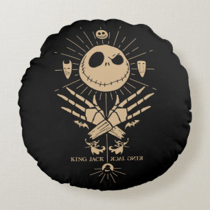 King Jack Skellington Vintage Tarot Graphic Round Pillow