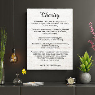 King James Bible Verse 1 Corinthians 13 Rustic   Canvas Print