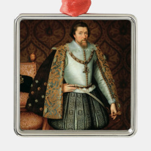 King James I of England (1566-1625) (oil on canvas Metal Ornament