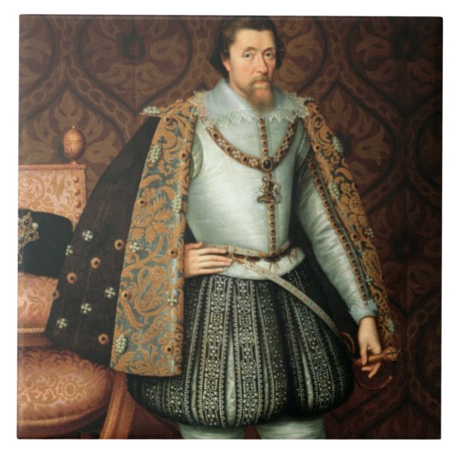King James I of England (1566-1625) (oil on canvas Tile (Front)