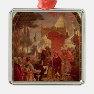 King John Granting the Magna Carta in 1215, 1900 Metal Ornament