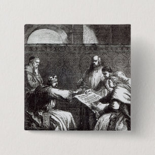 King John  refusing to sign Magna Charta 2 Inch Square Button