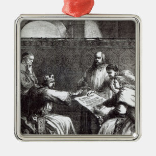 King John  refusing to sign Magna Charta Metal Ornament