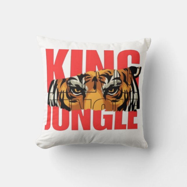 King Jungle – Wild Tiger Power Design Throw Pillow (Front)
