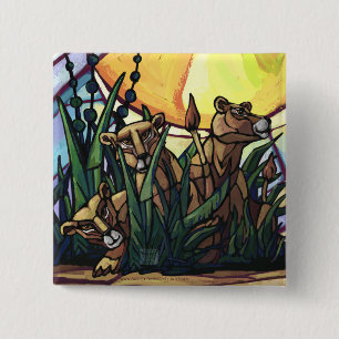 King Lion and Cubs 2 Inch Square Button