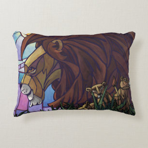 King Lion and Cubs Accent Pillow