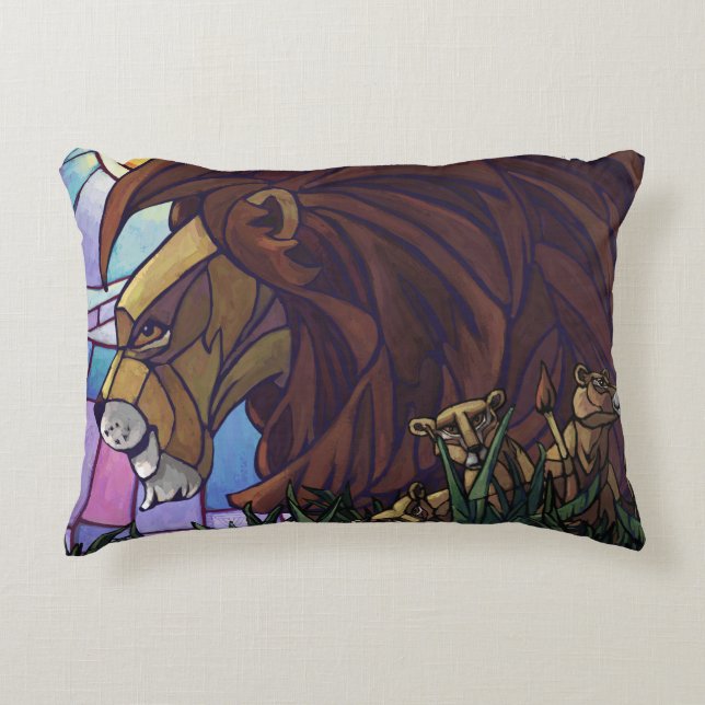 King Lion and Cubs Accent Pillow (Front)
