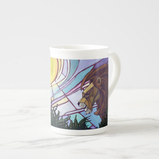 King Lion and Cubs Bone China Mug (Front Right)
