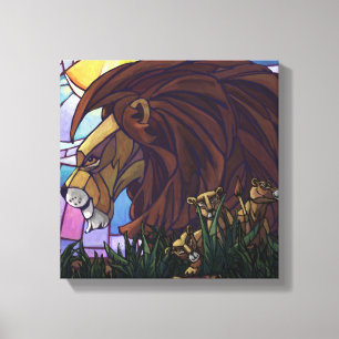 King Lion and Cubs Canvas Print