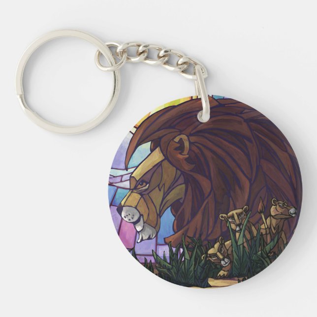King Lion and Cubs Keychain (Front)