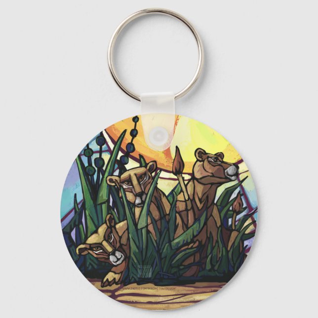 King Lion and Cubs Keychain (Front)