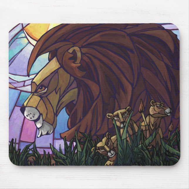 King Lion and Cubs Mouse Pad (Front)