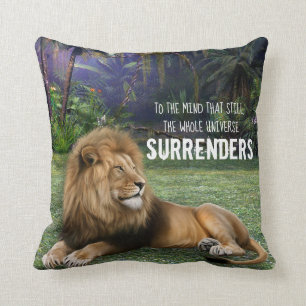 King Lion In The Jungle And A Quote Throw Pillow