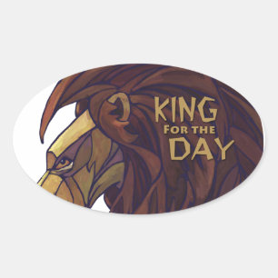 King Lion, King for the Day Oval Sticker