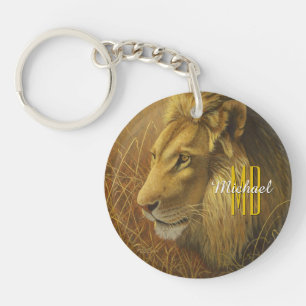 King Lion Monogram Name, Personalize Keychain