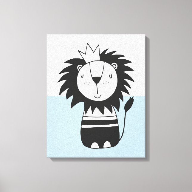King Lion Nordic Colorblock Nursery  Canvas Print (Front)