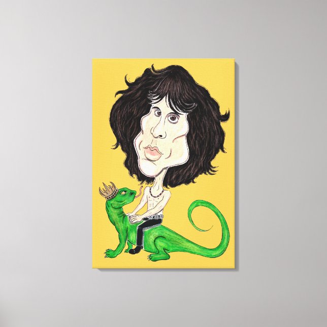 King Lizard Rockstar Caricature Drawing Canvas Print (Front)