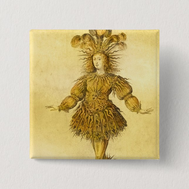 King Louis XIV of France 2 Inch Square Button (Front)