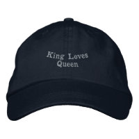 King Loves Queen Grey Text Navy Colour-Hat Couple 