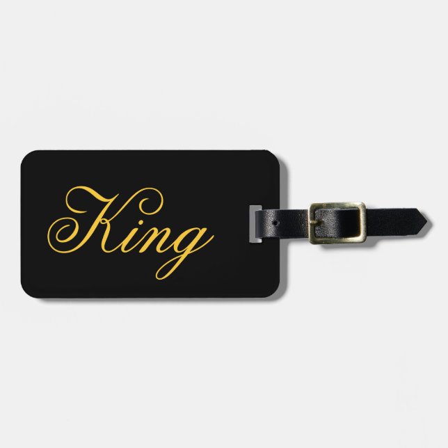 King Luggage Tag w/ leather strap (Front Horizontal)