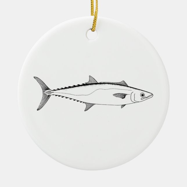 King Mackerel Line Art Ceramic Ornament (Front)