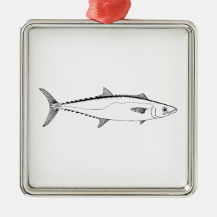 King Mackerel Line Art Metal Ornament