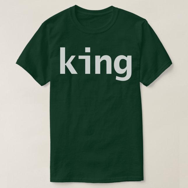 King Minimal Typography White Text T-Shirt (Design Front)