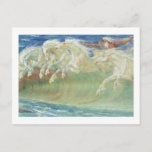 KING NEPTUNE'S HORSES RIDE THE WAVES POSTCARD