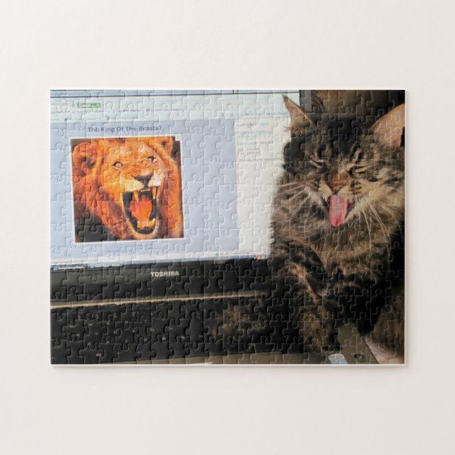 King of Beasts And Laughing Cat Or Your Photo Jigsaw Puzzle (Horizontal)