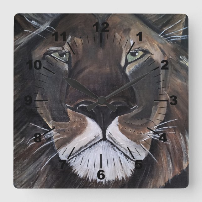 King of Beasts Painting by Alfred Fox Square Wall Clock (Front)