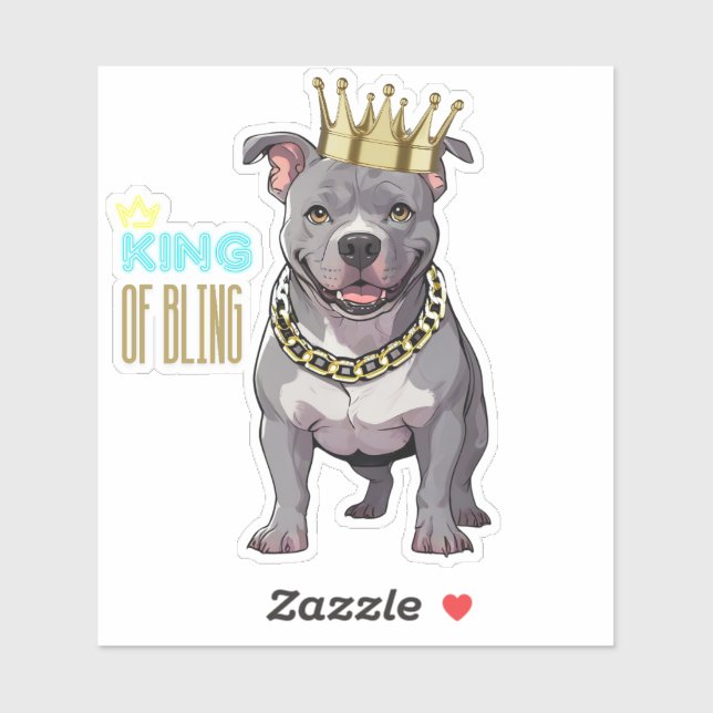 King of Bling Custom Pitbull Bully Breed Sticker (Sheet)