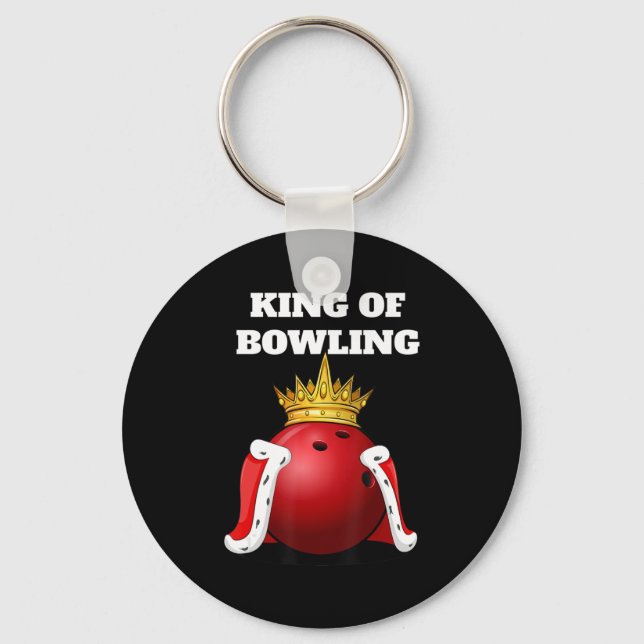 King of Bowling  Mens Bowling Player   Boys Bowlin Keychain (Front)