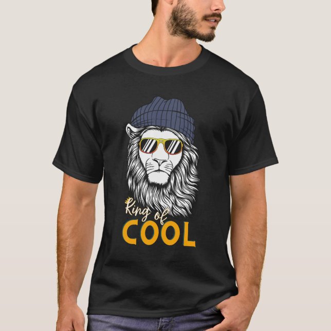 King of Cool | Super Cool Lion with Beanie and Sun T-Shirt (Front)