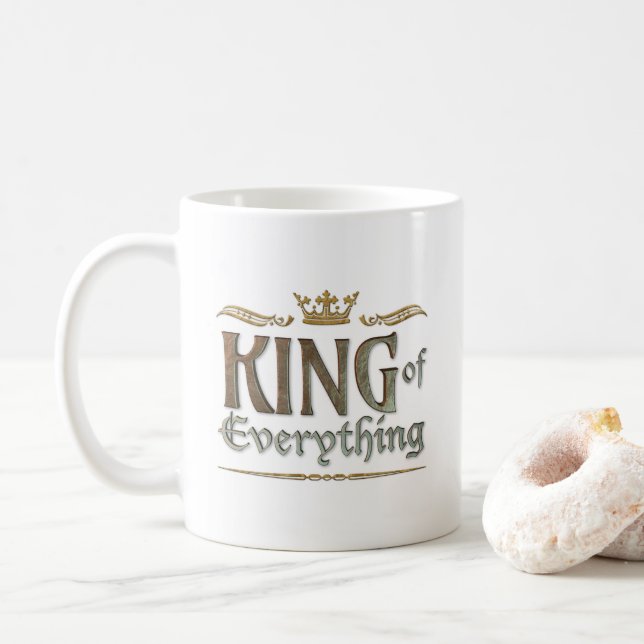 KING of Everything - Grand Medieval Royal Crown Coffee Mug (With Donut)
