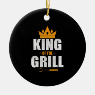 King of grill chef   grilling & bbq lovers gift ceramic ornament