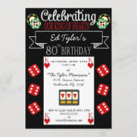 King of Hearts 80th Birthday Party Invitation