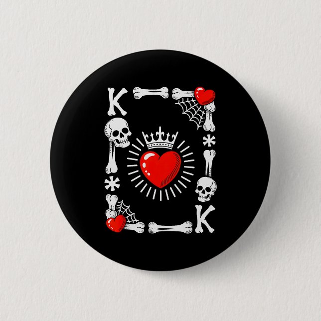 King Of Hearts Card Costume Funny Halloween King O 2 Inch Round Button (Front)